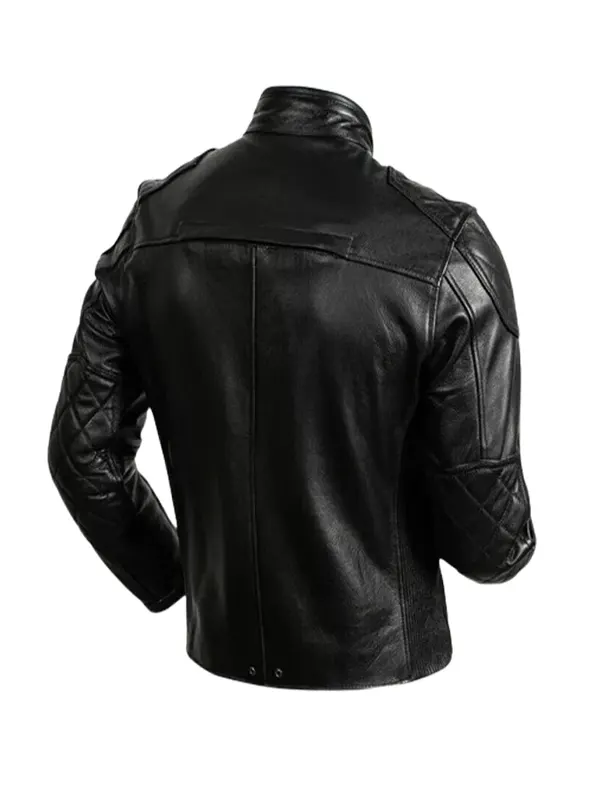 Casual-Black-Leather-Cafe-Racer-Jacket-Mens-Back