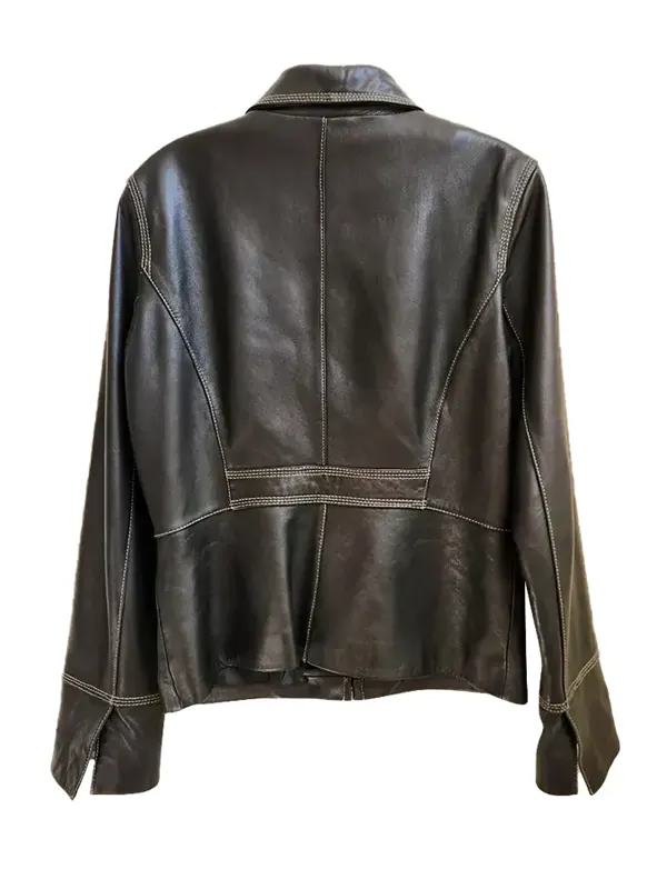 Casual-Soft-Leather-Biker-Jacket-Womens​-Back