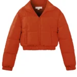 Casual-Style-Cropped-Orange-Puffer-Jacket