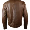 Casual-Style-Mens-Slim-Fit-Brown-Leather-Jacket-Back