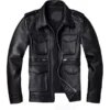 Classic-Style-Real-Black-Leather-Field-Jacket