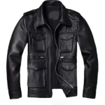 Classic-Style-Real-Black-Leather-Field-Jacket