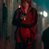 Darby-Hart-A-Murder-at-the-End-of-the-World-2023-Emma-Corrin-Red-Coat
