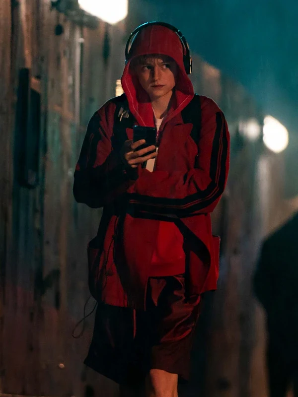 Darby-Hart-A-Murder-at-the-End-of-the-World-2023-Emma-Corrin-Red-Coat