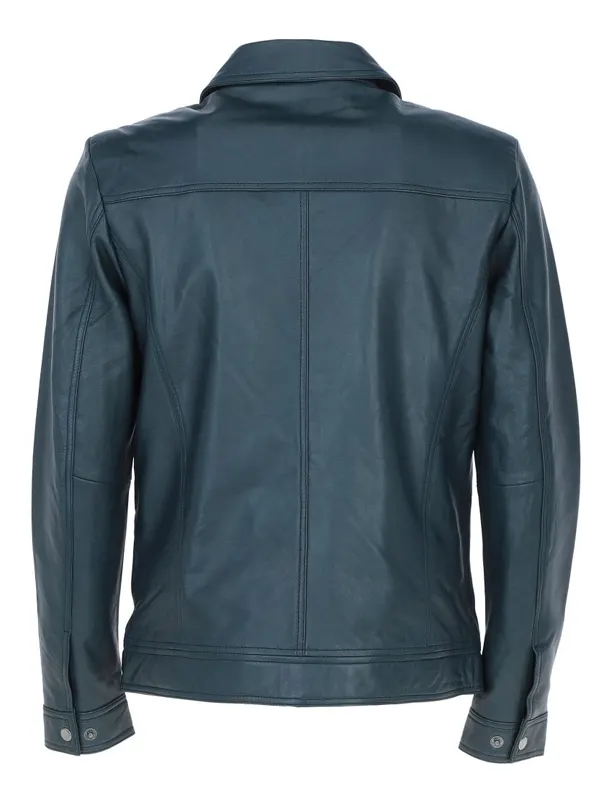 Deshawn-Mens-Blue-Bomber-Leather-Shirt-Jacket-Back.