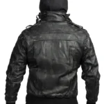 Distressed-Black-Leather-Biker-Jacket-With-Detachable-Hood-Back