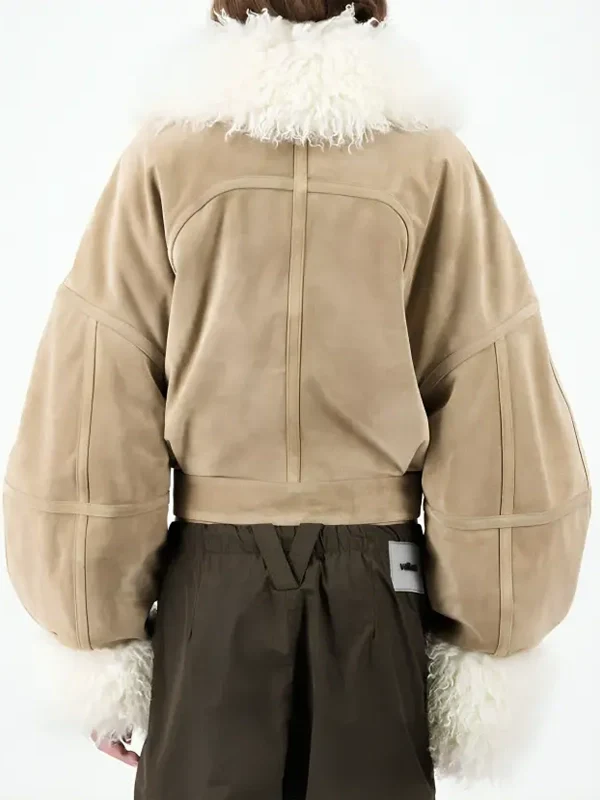 Emily-in-Paris-S04-Camille-Razat-Faux-Fur-Trim-Beige-Suede-Jacket-Back