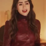 Emily-in-Paris-S04-Lily-Collins-Burgundy-Jacket