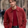 Eugenio-Franceschini-Emily-in-Paris-Marcello-red-Suede-Jacket.