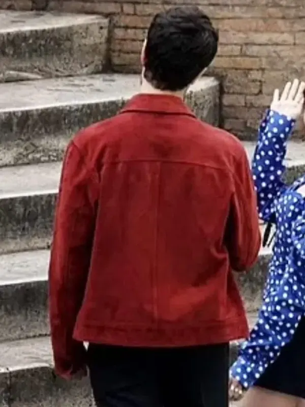 Eugenio-Franceschini-Emily-in-Paris-Marcello-red-Suede-leather-Jacket.