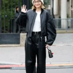 Gigi Hadid Paris Fashion Black Bomber Jacket