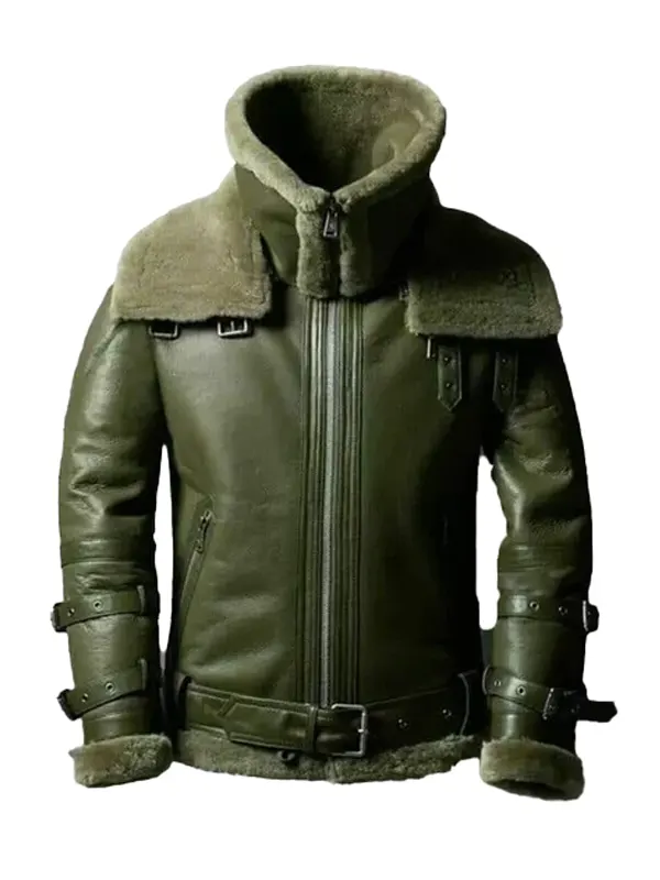 Jayvion-Mens-Green-RAF-Bomber-Shearling-Jacket.