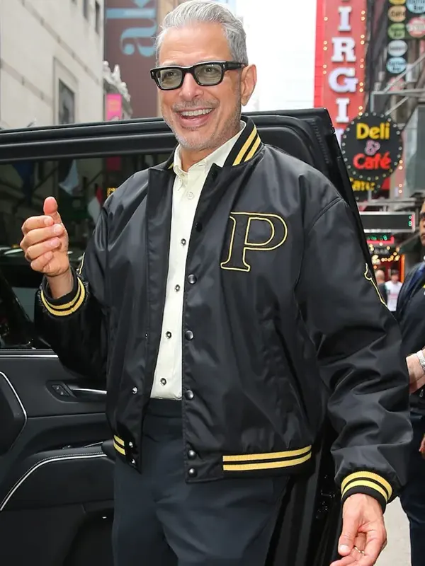 Jeff-Goldblum-Good-Morning-America-Black-Bomber-Jacket