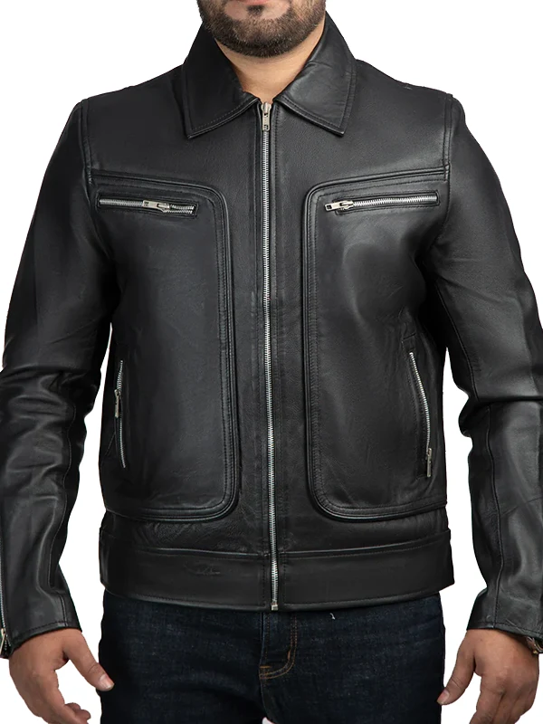 John-Black-Leather-Biker-Jacket