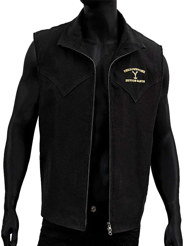John-Dutton-Yellowstone-Black-Cotton-Vest-Front