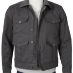 Kevin-Costner-Yellowstone-Grey-Cotton-Jacket-Front