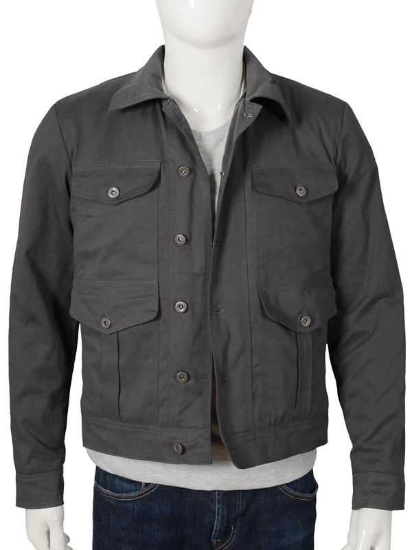 Kevin-Costner-Yellowstone-Grey-Cotton-Jacket-Front