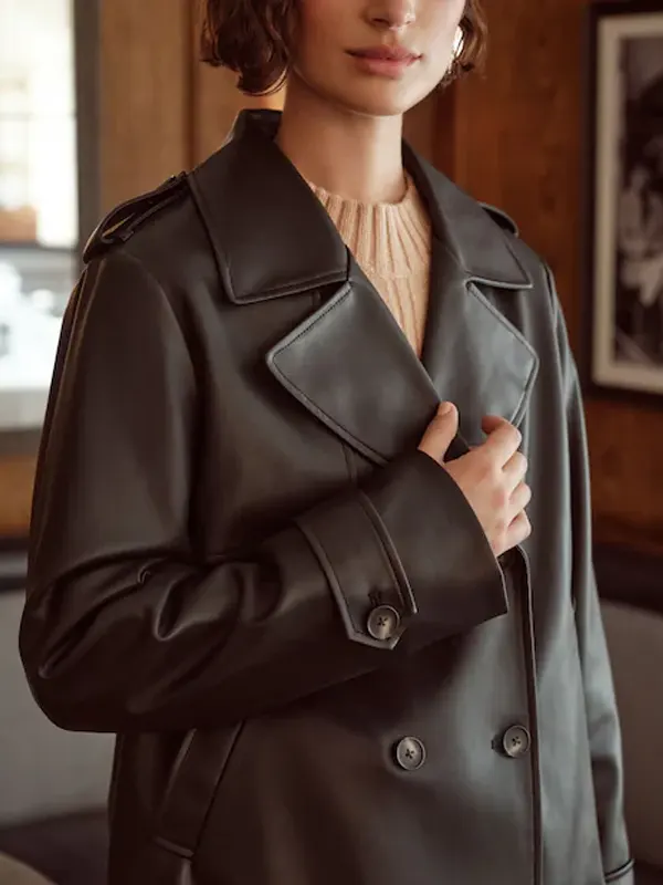 Love & Roses Black Cropped Trench Faux Jacket