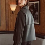 Love & Roses Black Cropped Trench Faux Leather Jacket Back