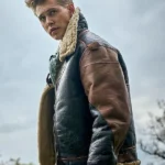 Masters-Of-The-Air-Austin-Butler-Shearling-Leather-Brown-Jacket