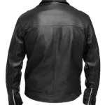 Men Black Casual Leather Jacket Back