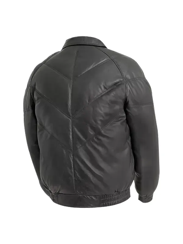 Men-Black-Leather-Bubble-Bomber-Jacket-Back