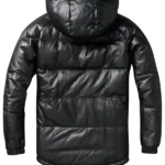 Men-Black-Leather-Puffer-Jacket-with-Hood-Back