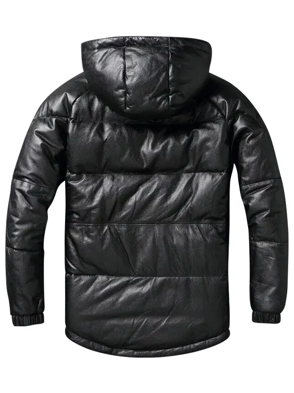 Men-Black-Leather-Puffer-Jacket-with-Hood-Back