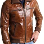 Men-Bomber-Shining-Brown-Leather-Jacket
