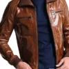 Men-Bomber-Shining-Leather-Brown-Jacket