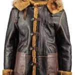 Men-Brown-Leather-Hooded-B7-Shearling-Jacket