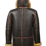 Men-Brown-Leather-Hooded-B7-Shearling-Jacket-Back