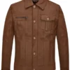 Men-Casual-Brown-Leather-Trucker-Jacket