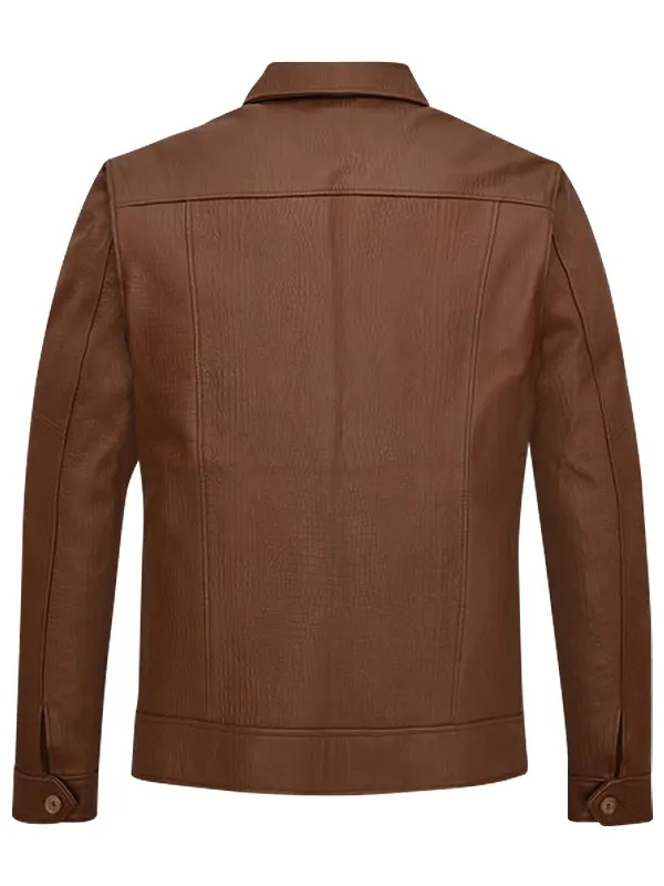 Men-Casual-Brown-Leather-Trucker-Jacket-Back