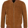 Men-Casual-Brown-Perforated-Bomber-Jacket.