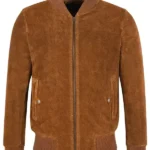 Men-Casual-Brown-Perforated-Bomber-Jacket.