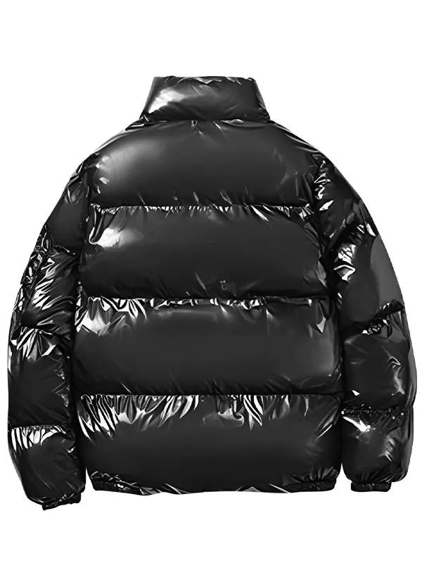 Men-Casual-Shiny-Black-Padded-Jacket-Back