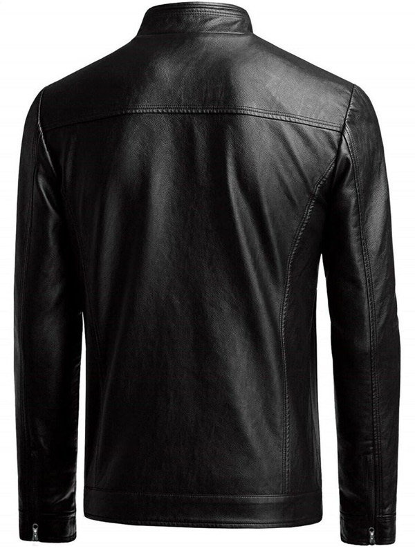 Men-Casual-Style-Black-Slim-Fit-Leather-Jacket-Back