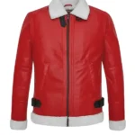 Men-Christmas-B3-Red-Shearling-Bomber-Jacket