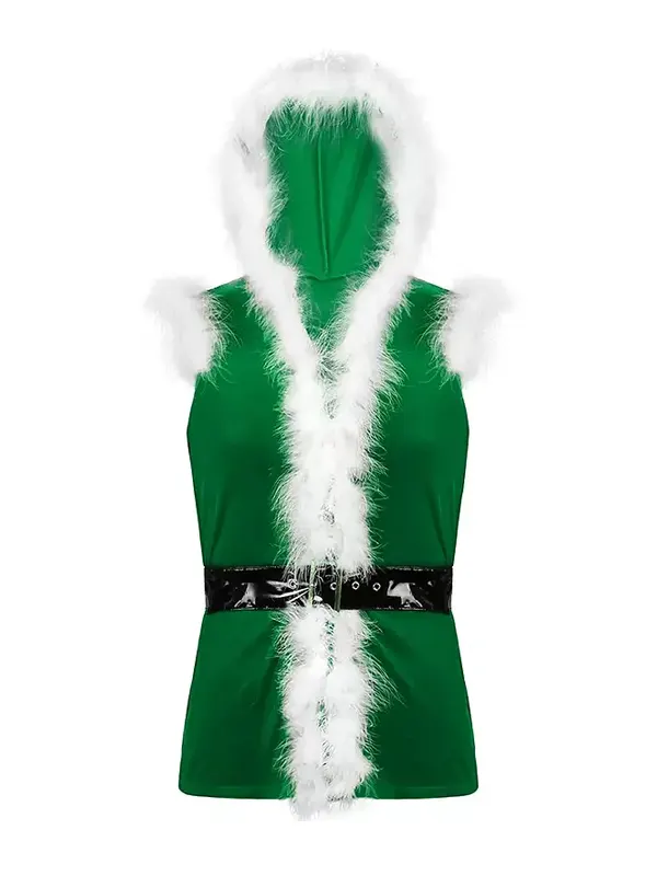 Men-Classic-Fur-Hooded-Christmas-Green-Vest