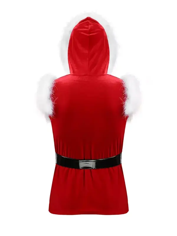 Men-Fur-Hooded-Christmas-Red-Vest-Back