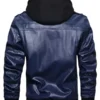 Men-Stylish-Blue-and-Black-Leather-Hooded-Jacket-Back