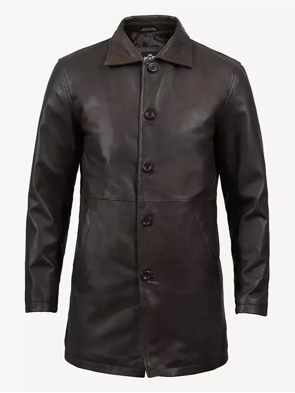Mens-3-4-Length-Brown-Leather-Coat.