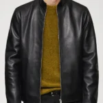Mens-Black-Biker-Leather-Zip-Up-Jacket