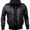 Mens-Black-Bomber-Hooded-Leather-Jacket.