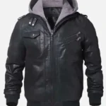 Mens-Black-Bomber-Leather-Jacket-with-Hood