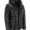 Mens-Black-Leather-Puffer-Jacket-With-Hood