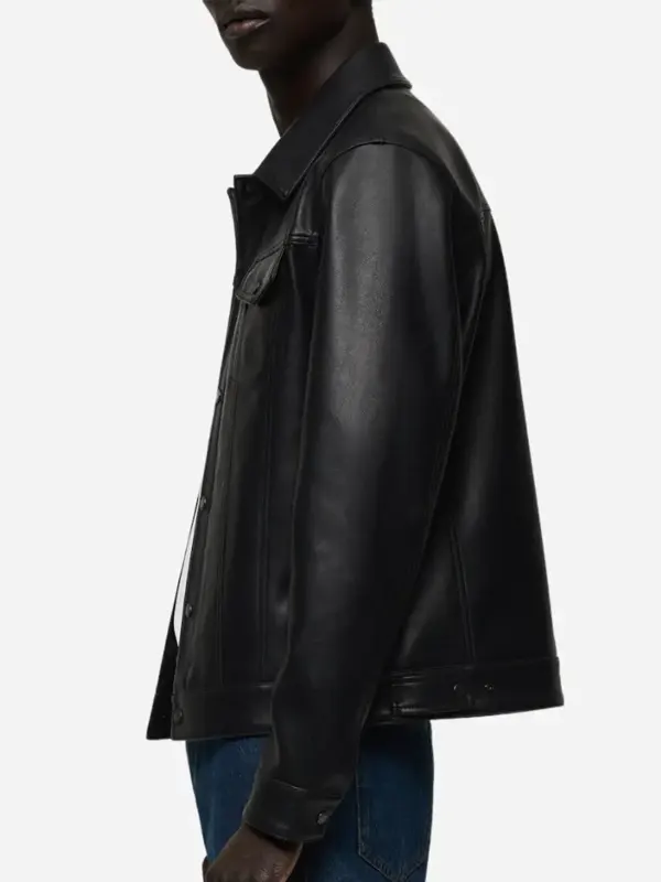 Mens-Black-Sheepskin-Leather-Trucker-Jacket