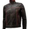 Mens-Brown-Red-Strips-Genuine-Leather-Jacket