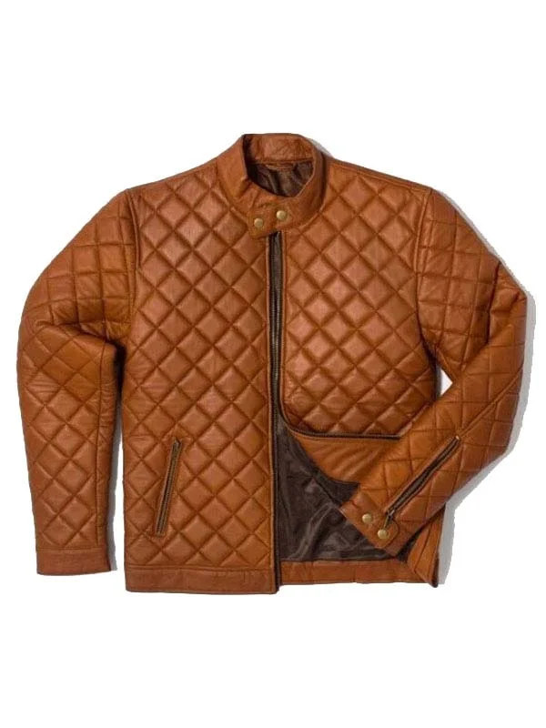 Mens-Cafe-Racer-Brown-Quilted-Jacket